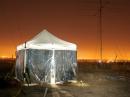 The CW tent during graveyard shift.  The lights of the Silicon Valley are visible down the hill.